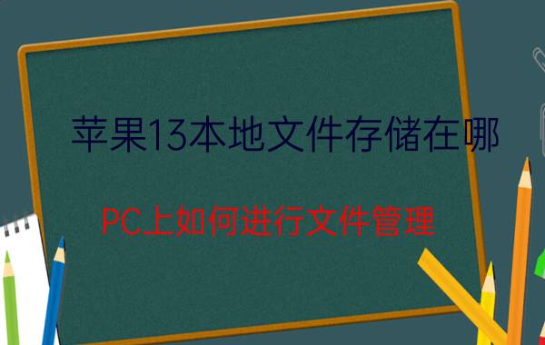 苹果13本地文件存储在哪 PC上如何进行文件管理？